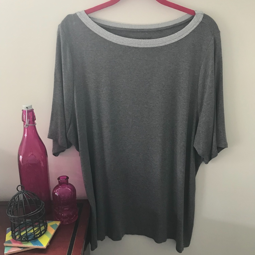 Lane Bryant - gray tee (with silver accent)